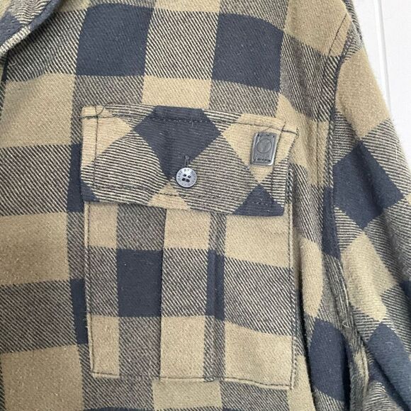 i Jeans by Buffalo Mens XXL Button Front Shirt Black Tan Plaid Long Sleeves - Picture 4 of 10